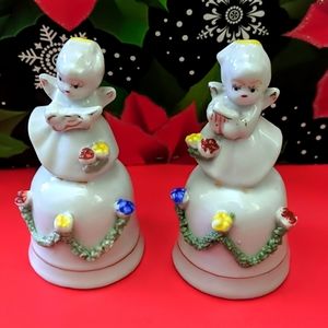 2 Baby Angel Holiday Chinese Ceramic Bells
